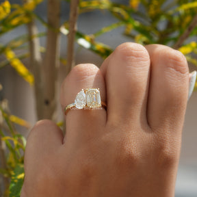Pear And Emerald Cut Toi Et Moi Moissanite Ring
