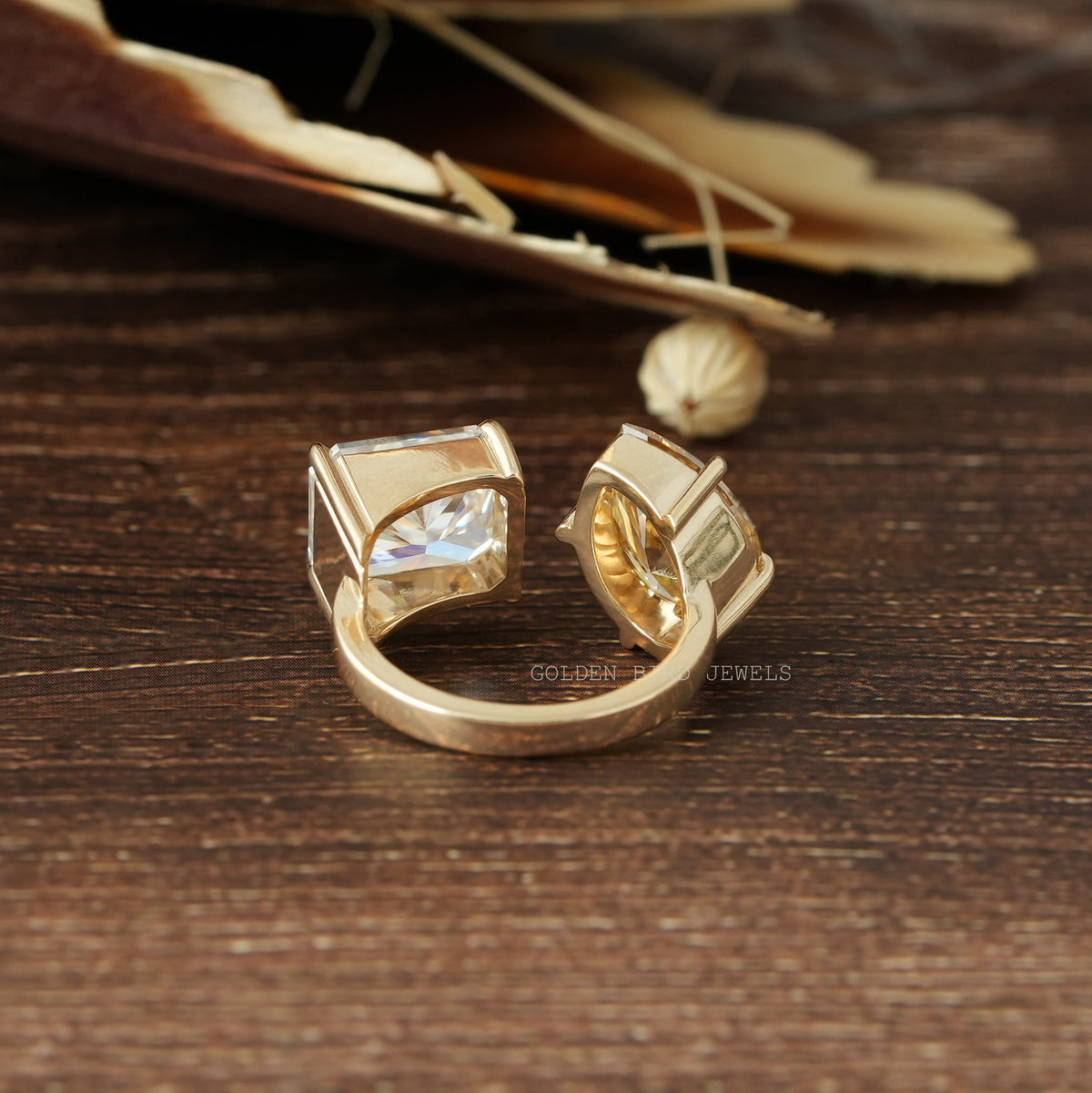 Pear And Radiant Cut Moissanite Open Ring