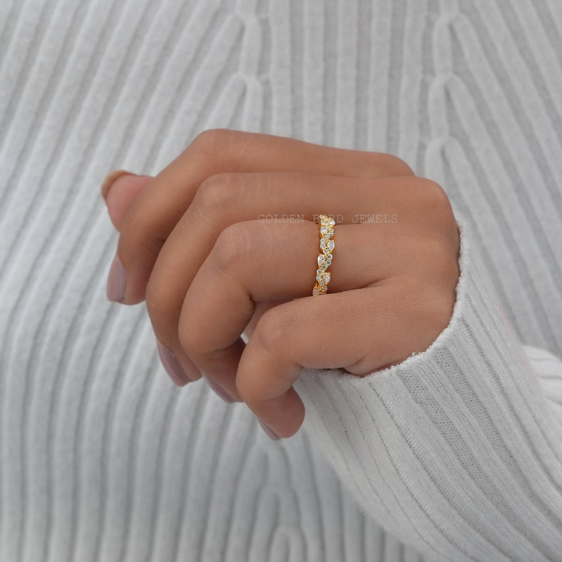 Pear And Round Eternity Moissanite Wedding Band