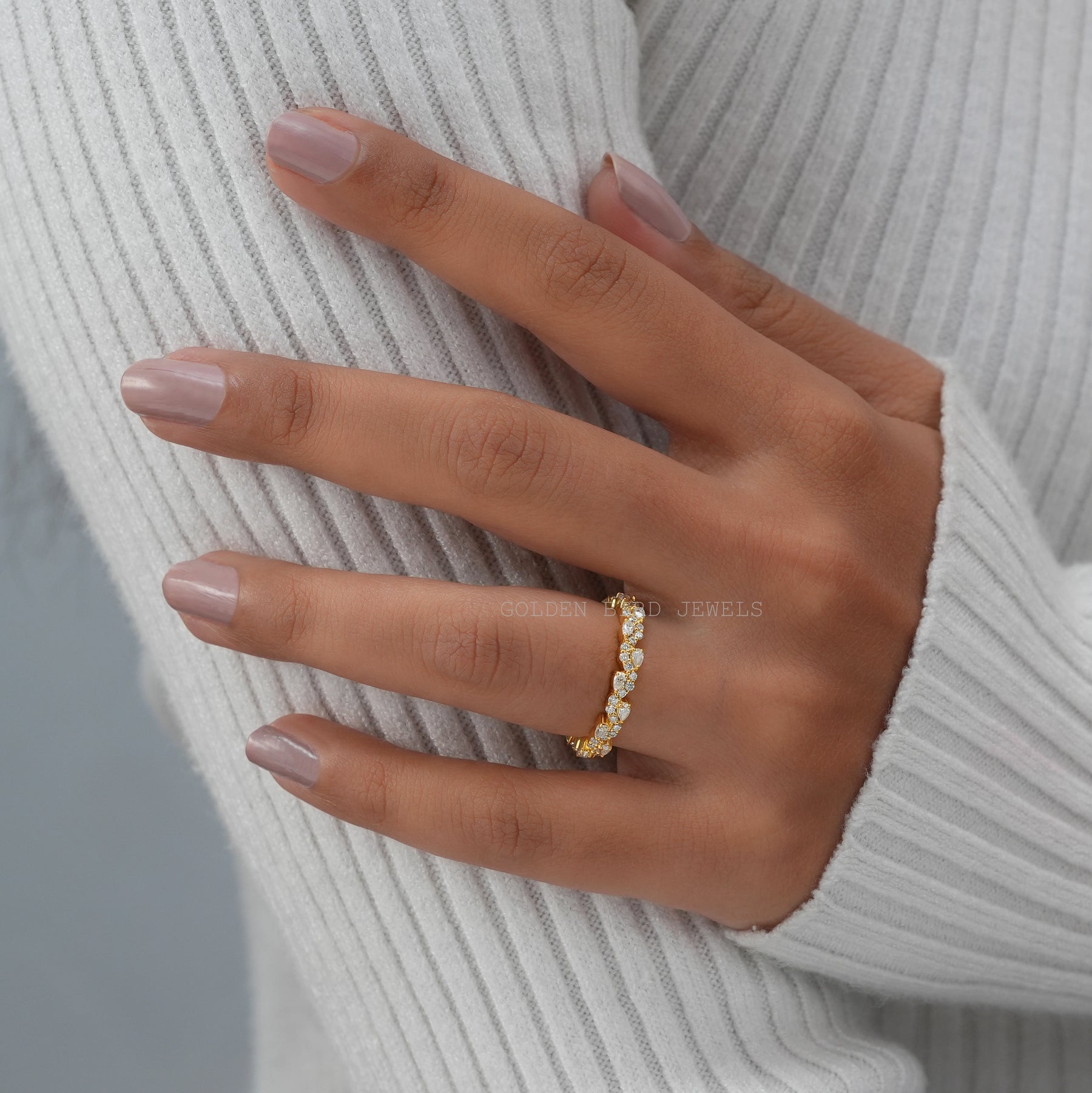 Pear And Round Eternity Moissanite Wedding Band