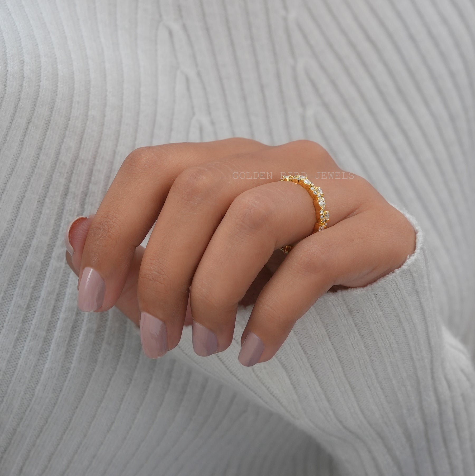 Pear And Round Eternity Moissanite Wedding Band