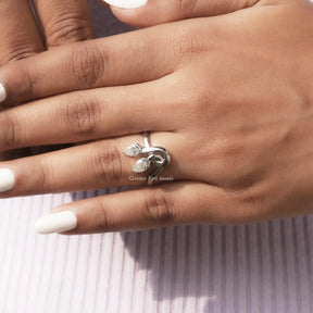 View of Pear Colorless Moissanite Toi Moi Ring In Finger
