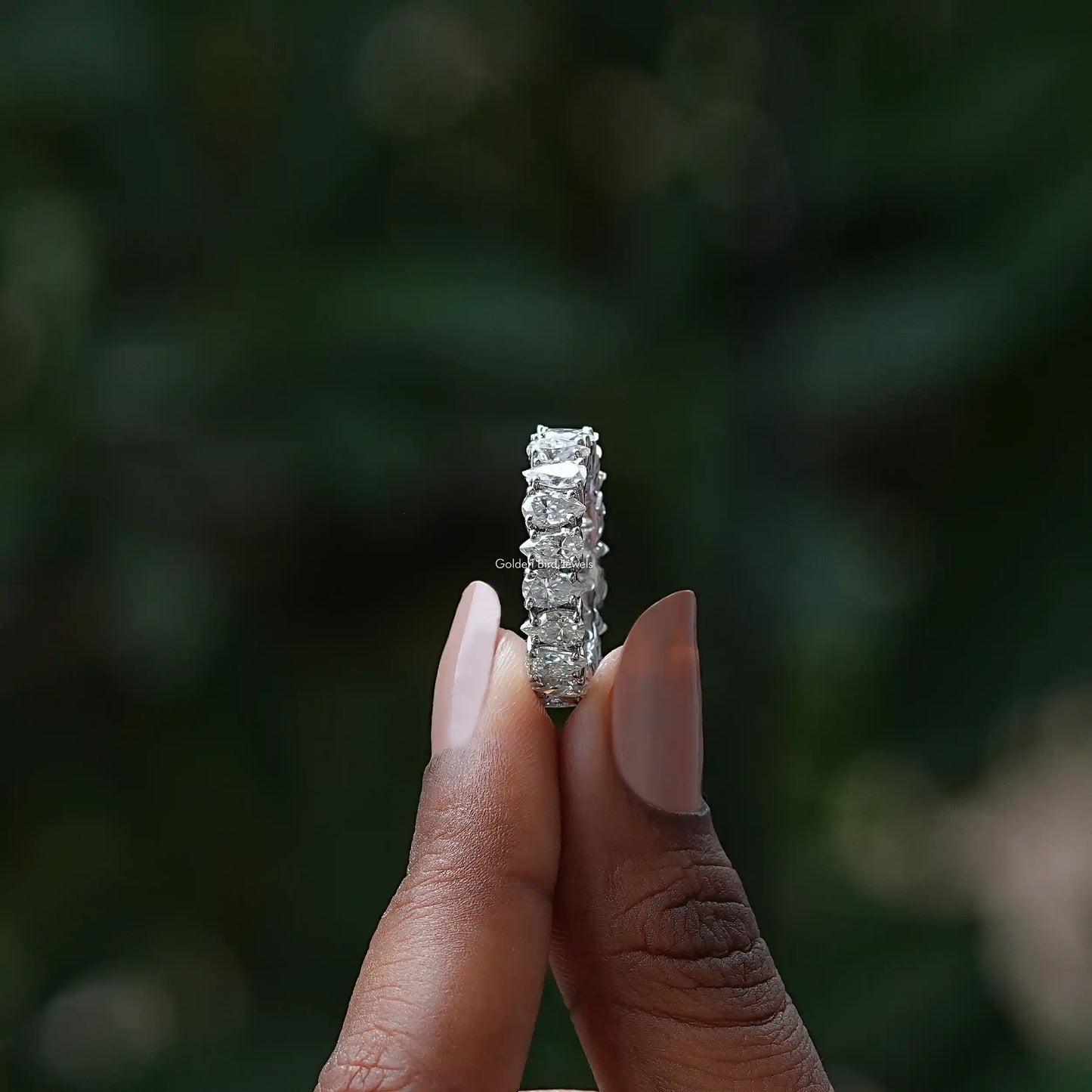 Pear Cut Full Eternity Moissanite Band For Women