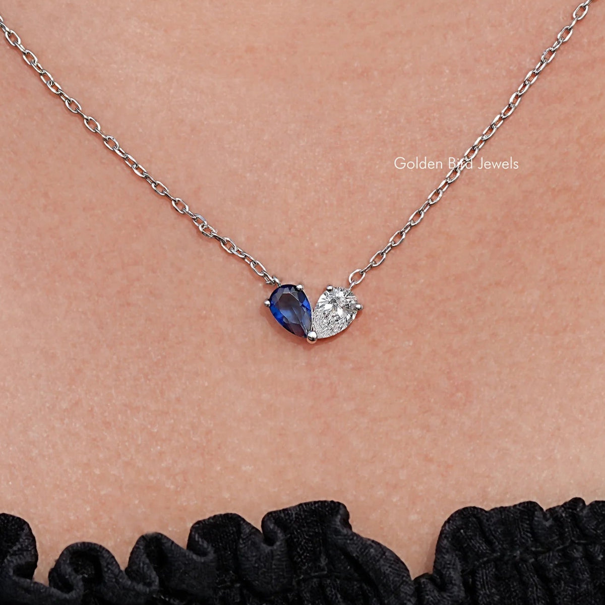 Pear Shaped Gemstone Toi Et Moi Pendant