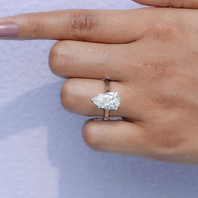 Pear Cut Halo Diamond Bridge Accent Wedding Ring