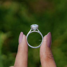 Pear Cut Halo Diamond Bridge Accent Wedding Ring