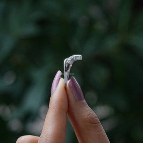 Pear Shaped Lab Diamond Chevron Wedding Band