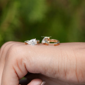 Pear Cut Lab Diamond Solitaire Huggie Hoop Earrings