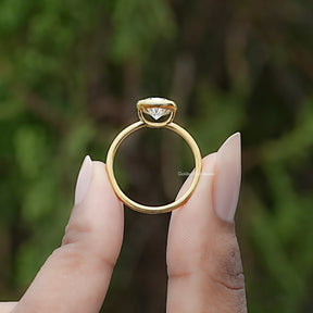 Bezel Set Pear Cut Lab Diamond Solitaire Ring