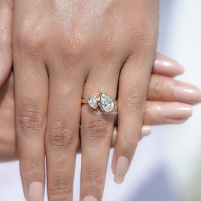 Bezel Set Pear Cut Lab Diamond Toi Et Moi Ring