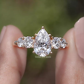 Pear Cut Lab Grown Diamond Five Stone Ring
