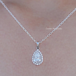 Pear Cut Lab Grown Diamond Halo Pendant