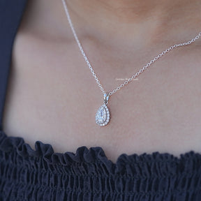 Pear Cut Lab Grown Diamond Halo Pendant
