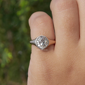 Pear Cut Lab Grown Bezel Set Engagement Ring