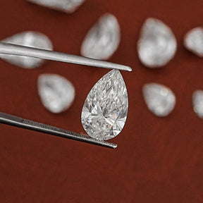 Front View Of Pear Cut Lab Loose Diamond In White