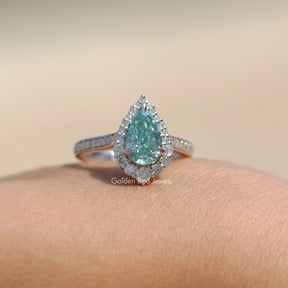 View of Pear Cut Moissanite Engagement Ring Made In 18k White Gold
