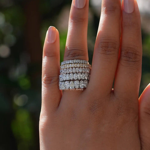 Pear Cut Moissanite Half Eternity Wedding Band