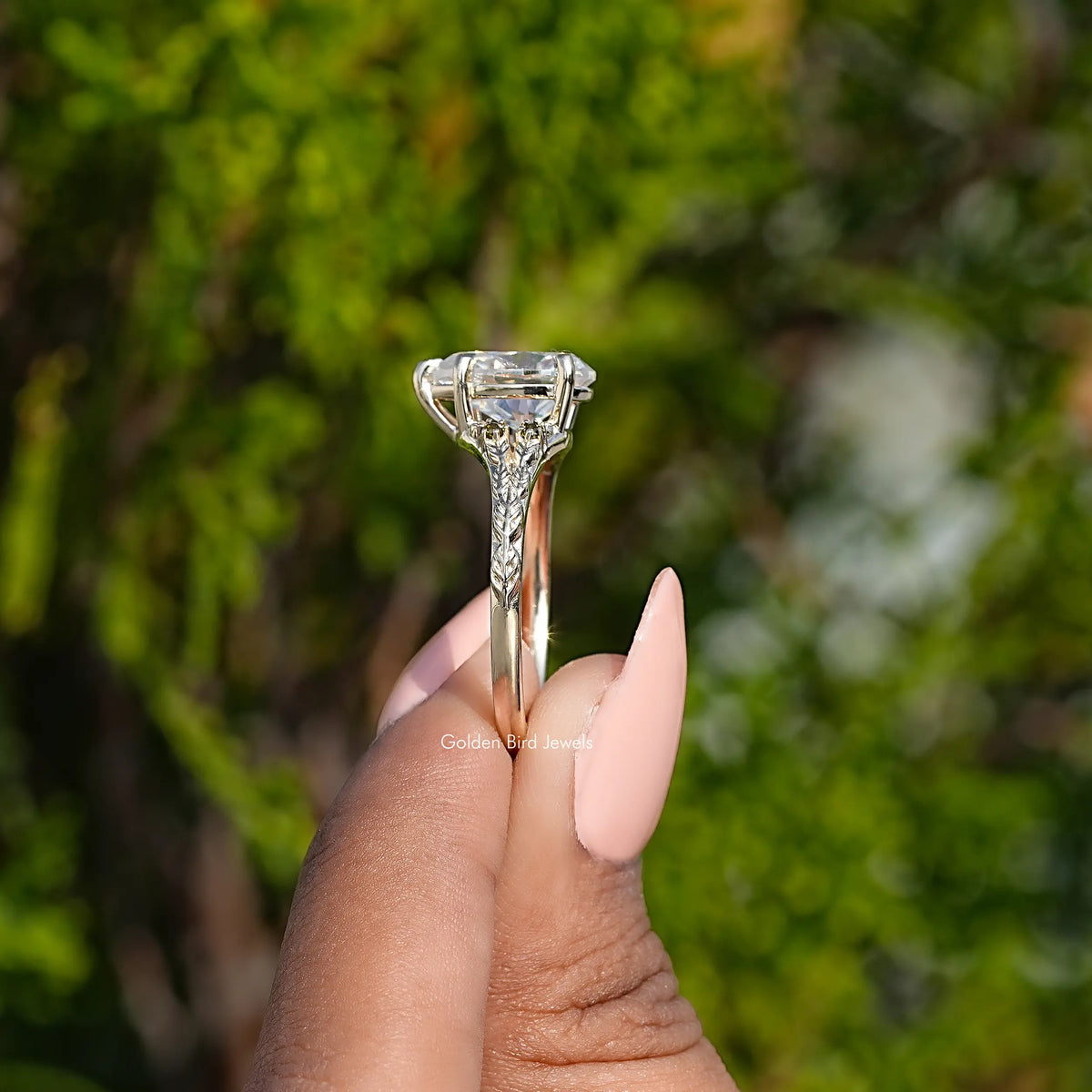 Pear Cut Moissanite Accent Engagement Ring