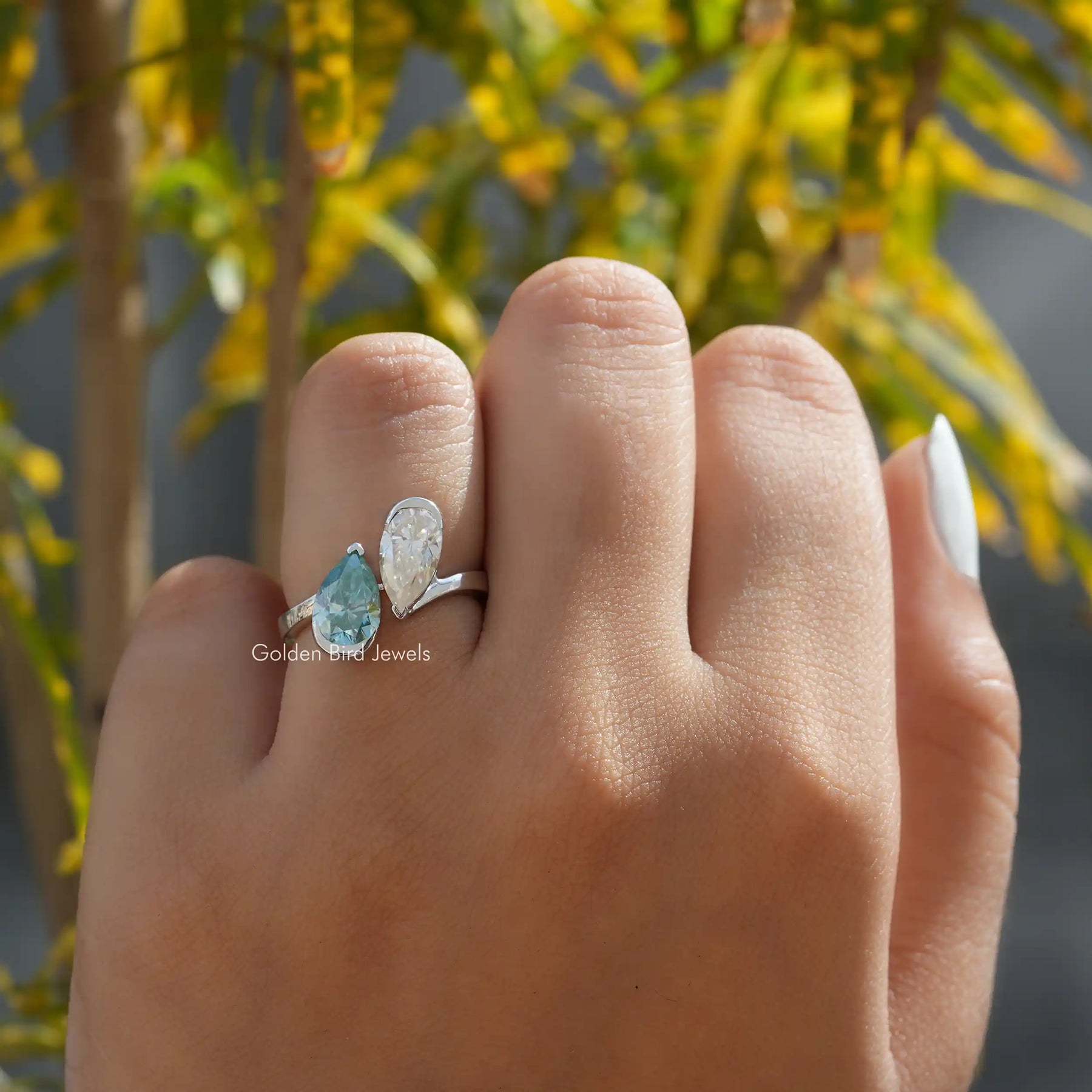 Pear Cut Moissanite Engagement Ring