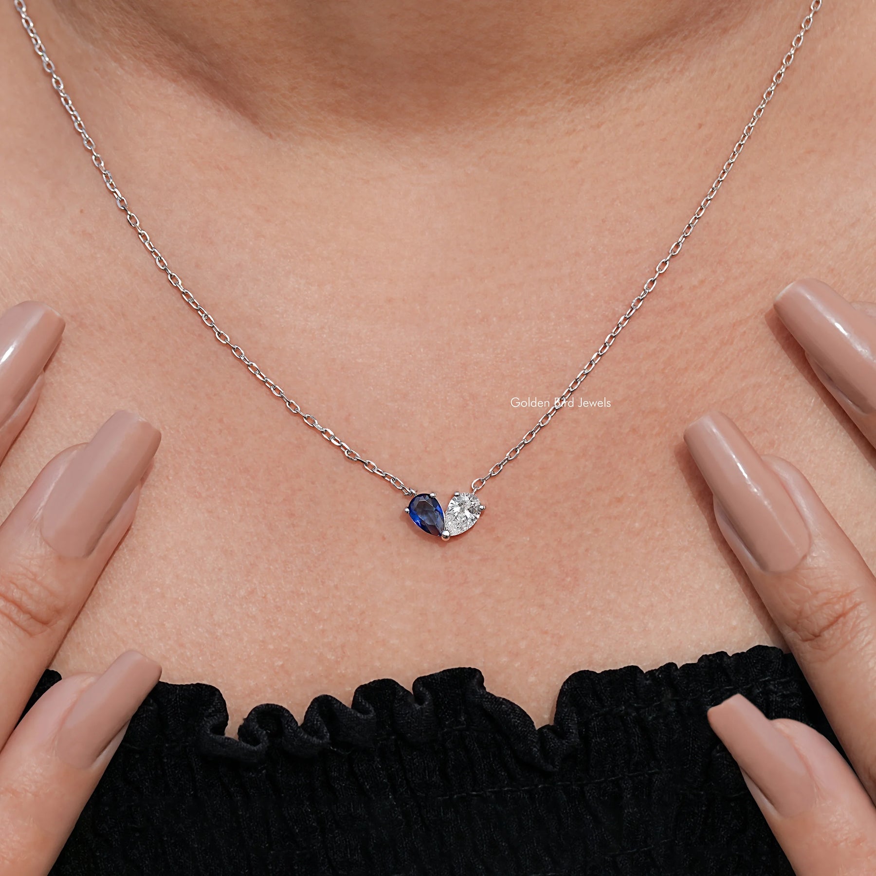 Pear Shaped Gemstone Toi Et Moi Pendant