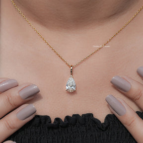 Lab Diamond Pear Cut Solitaire Pendant