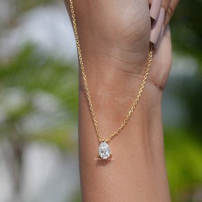 In hand showing view of diamond  solitaire pendant