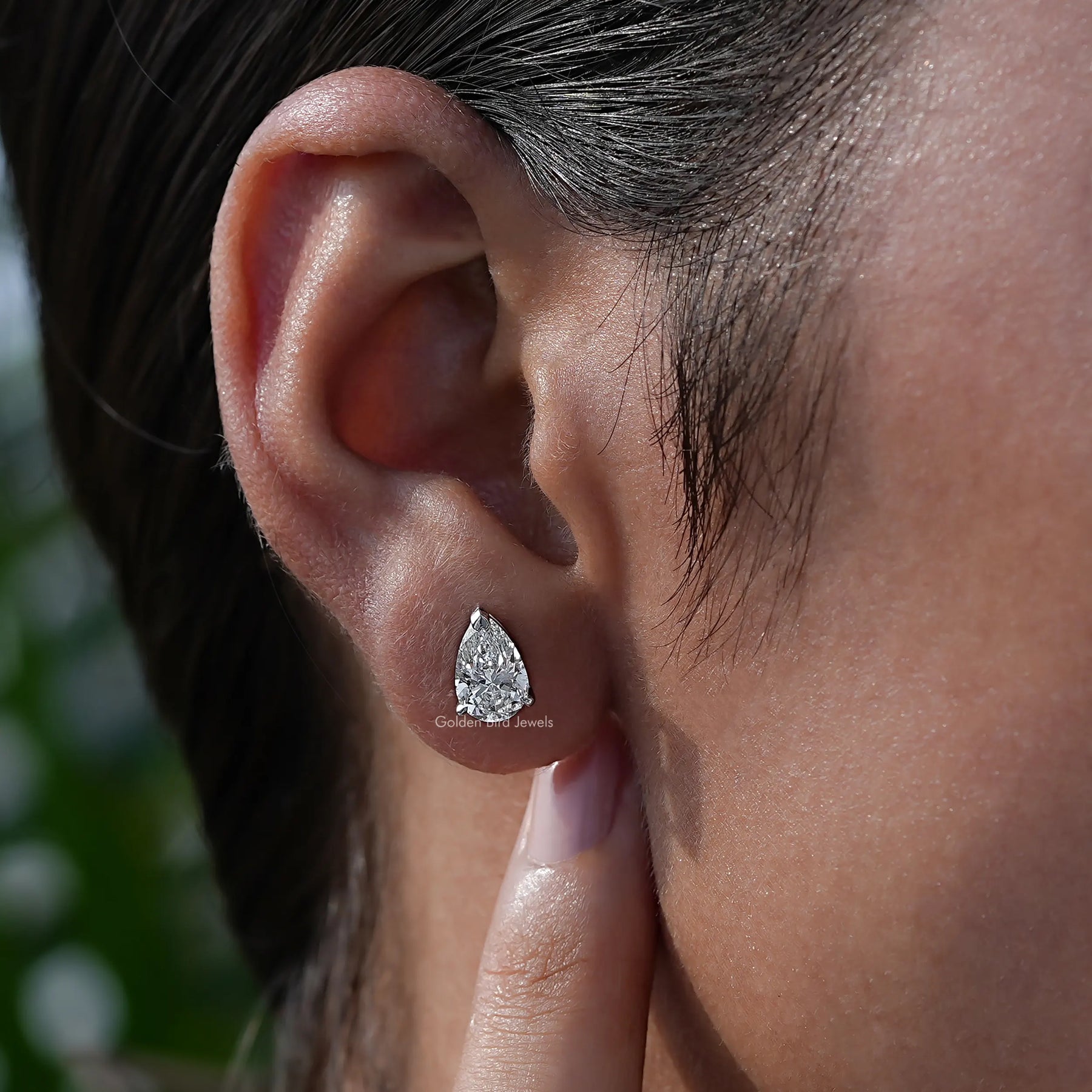 Pear Shaped Lab Grown Diamond Stud Earrings