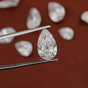 Front View Of Pear Lab Grown Diamond In White