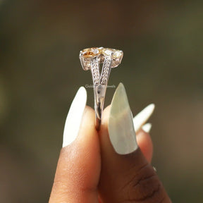 Marquise Cut Moissanite Butterfly Engagement Ring