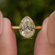 Pear Old Mine Cut Moissanite Engagement Ring