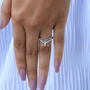 Pear Shaped Lab Diamond Chevron Wedding Band