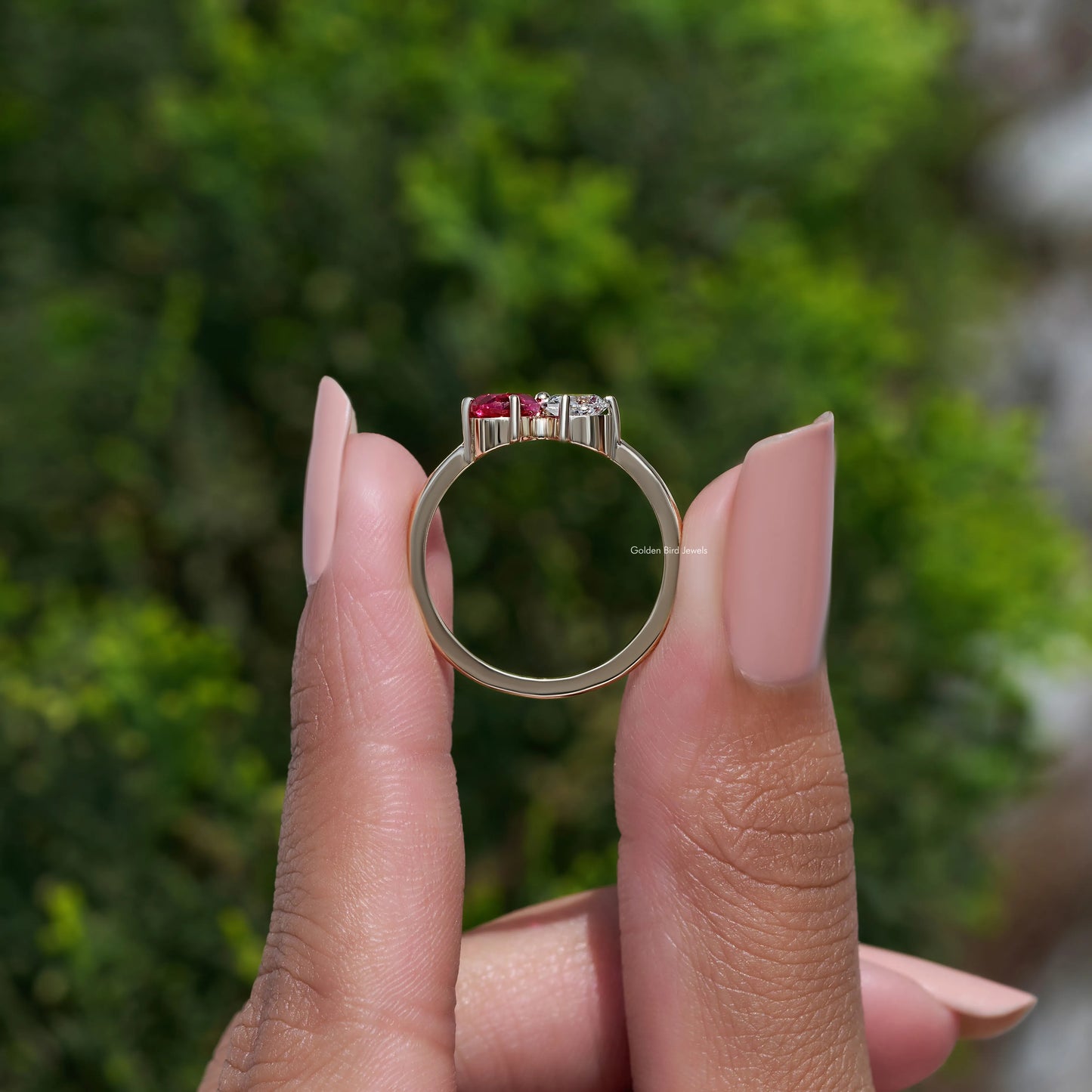 Toi Et Moi Pear Cut Gemstone Engagement Ring