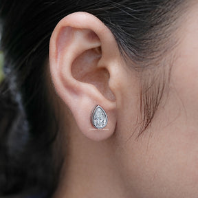 Pear Shaped Lab Diamond Bezel Set Stud Earrings