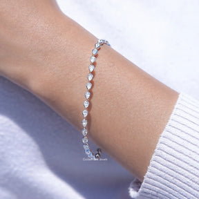 Pear Shaped Lab Diamond Bezel Set Tennis Bracelet