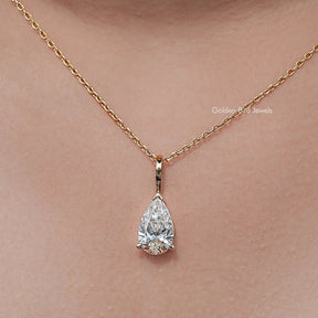 Lab Diamond Pear Cut Solitaire Pendant