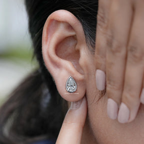 Pear Shaped Lab Diamond Bezel Set Stud Earrings