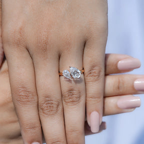 Pear Shaped Lab Diamond Two Stone Ring