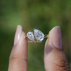 Pear Shaped Lab Diamond Two Stone Ring
