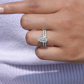 [Lab Diamond Pear Shaped Wedding Ring Set]-[Golden Bird Jewels]