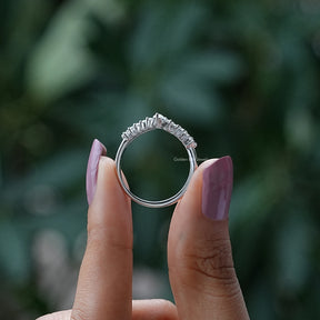 Pear Shaped Lab Diamond Chevron Wedding Band