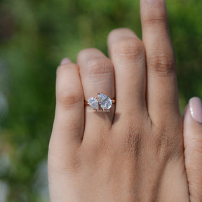 Pear Shaped Lab Diamond Two Stone Ring