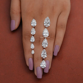 Front View Of Pear Shaped Lab Grown Loose Diamond In White
