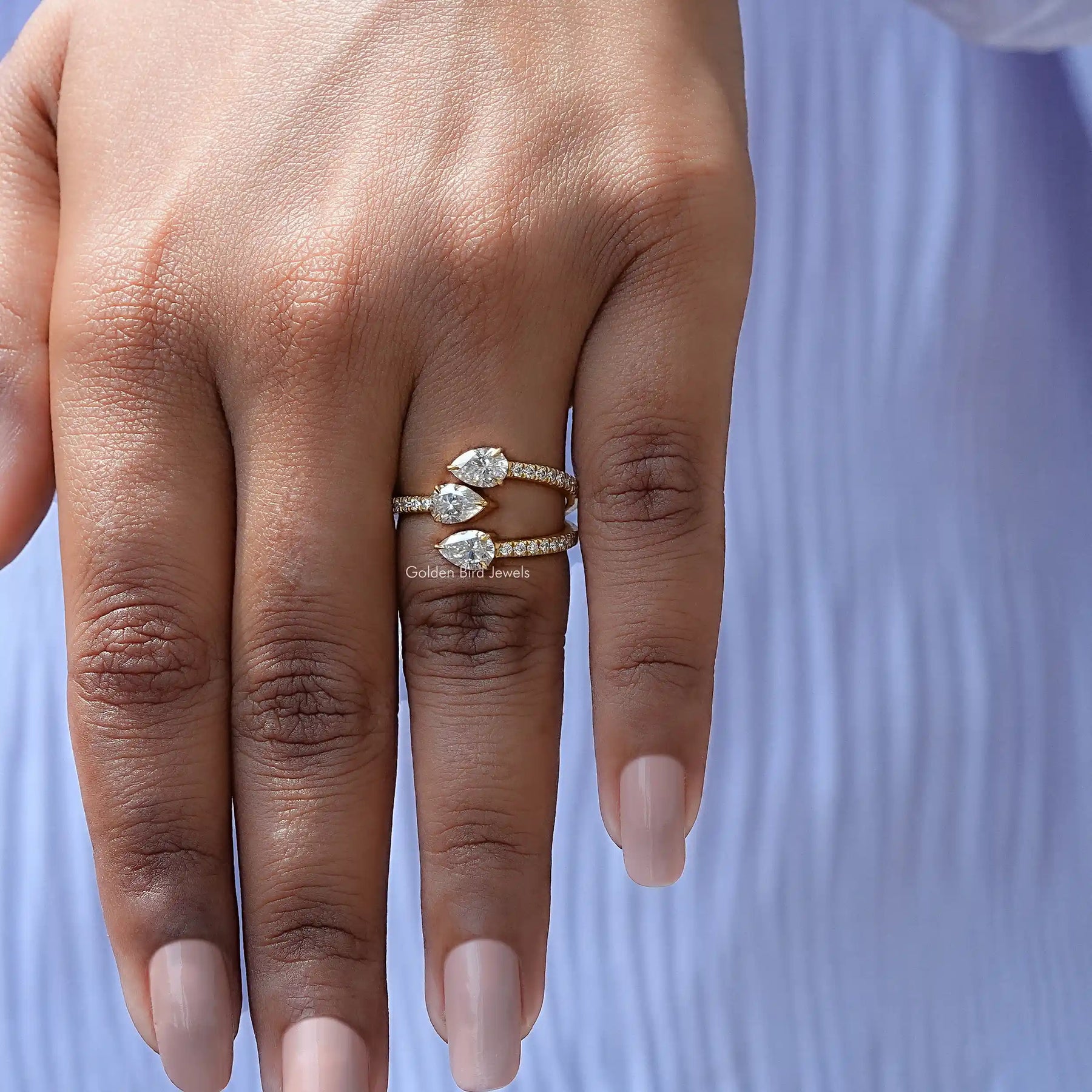 Pear Shaped Open Cuff Wedding Band