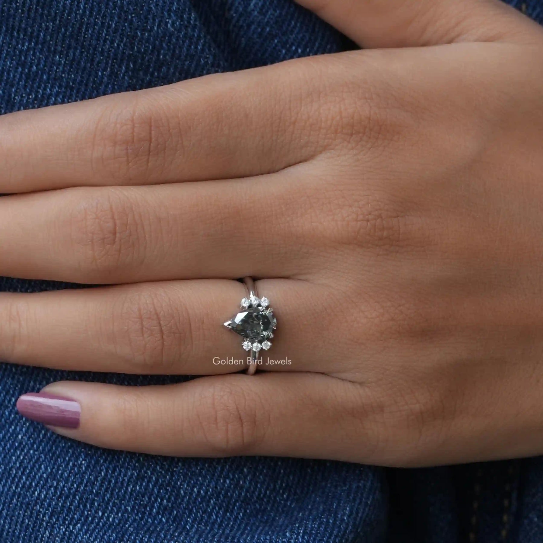  [In Finger a Brilliant Cut Moissanite Engagement Ring]-[Golden Bird Jewels] 