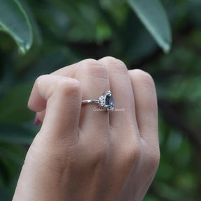 [Side View Of Pear Cut Moissanite Cluster Engagement Ring With 3-Prong Setting]-[Golden Bird Jewels]