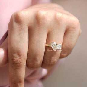[Pear And Princess Cut Moissanite Ring]-[Golden Bird Jewels]