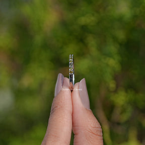 August Birthstone Peridot Green Round Eternity Band
