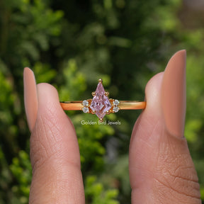 Pink Sapphire Gemstone Kite Cut Engagement Ring