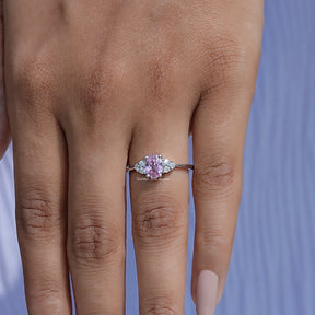 Detailed View of Oval Cut Gemstone Ring In White Gold