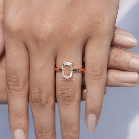 Portrait Cut Hexagon Moissanite Ring In Yellow Gold